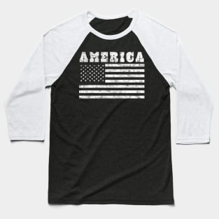 American Flag Retro Vintage Distressed Baseball T-Shirt